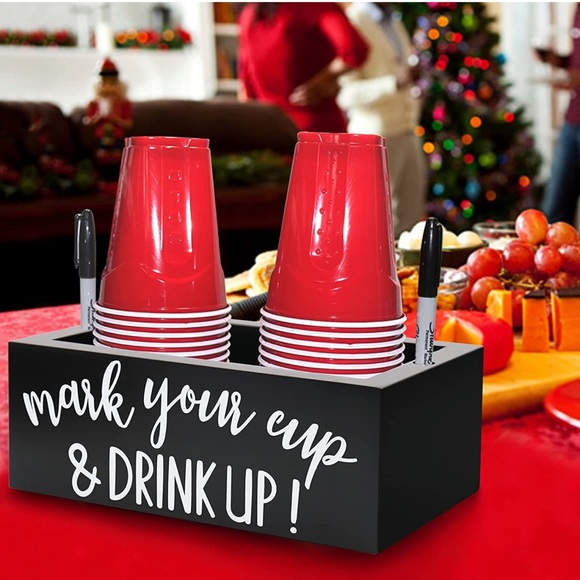 Party Supplies Solo Cup Holder Dispenser Wooden Cup Organizer Mark Your Cup And Drink Up Caddy